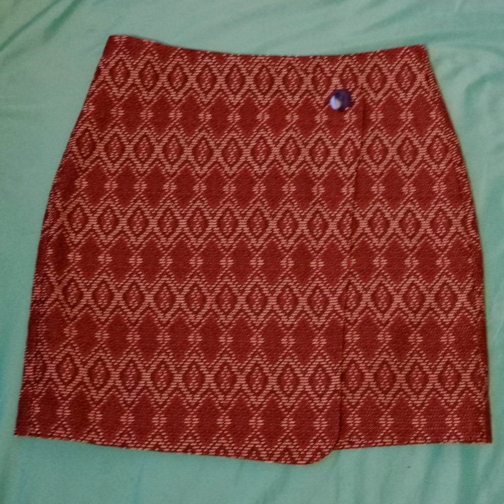 LOFT Tapestry Aztec Print Faux Wrap Skirt | Size 4 - Picture 2 of 10